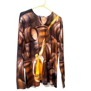 Beer Lovers Tee Get a Life Long Sleeve Beer Barrels Graphic Casual Octoberfest L